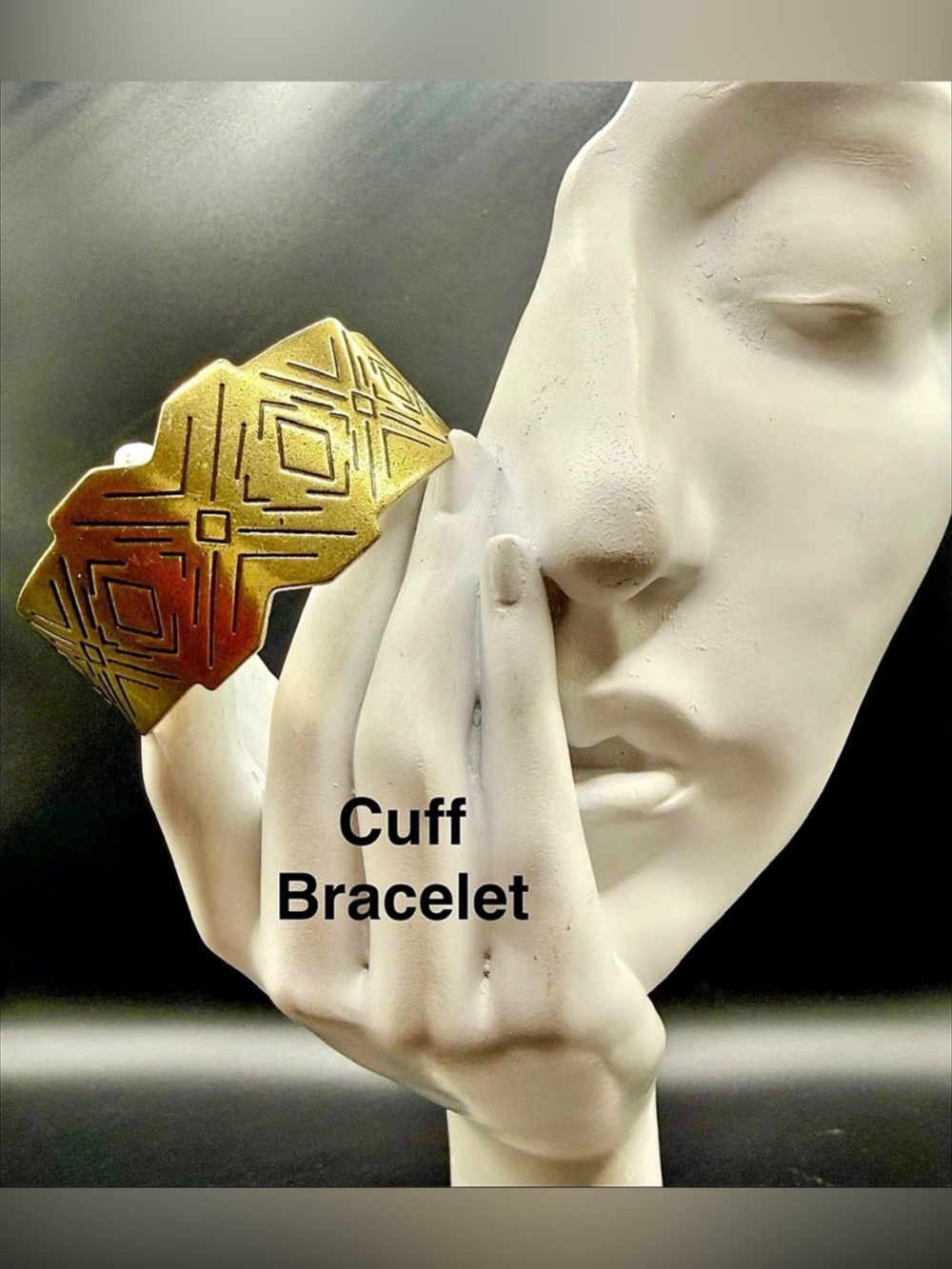 Geometric Gold-Tone Cuff Bracelet Like New